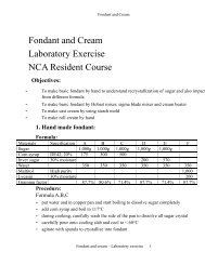 Fondant and Cream Laboratory Exercise NCA Resident Course