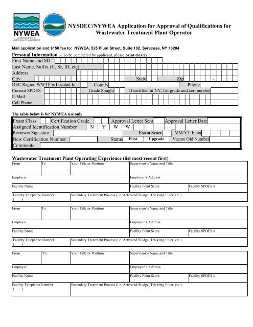 PDF Certification Application - NYWEA