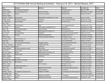 2013 NYWEA 85th Annual Meeting & Exhibition - February 4-6 ...