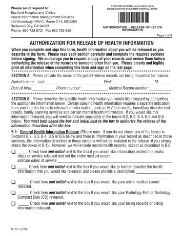 AUTHORIZATION FOR RELEASE OF HEALTH INFORMATION