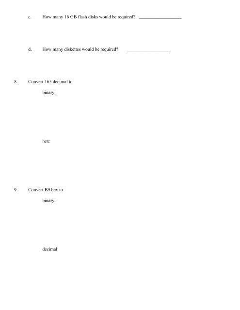 Bits and Bytes Worksheet - VWC: Faculty/Staff Web