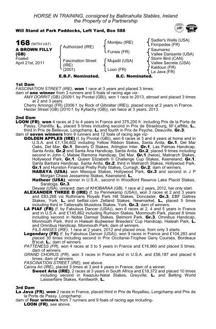 guineas breeze up & horses in training sale guineas ... - Tattersalls