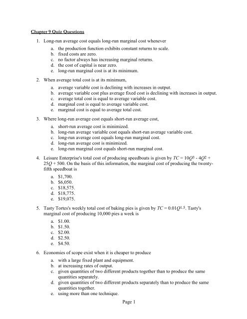 Chapter 9: Marginal and absorption costing