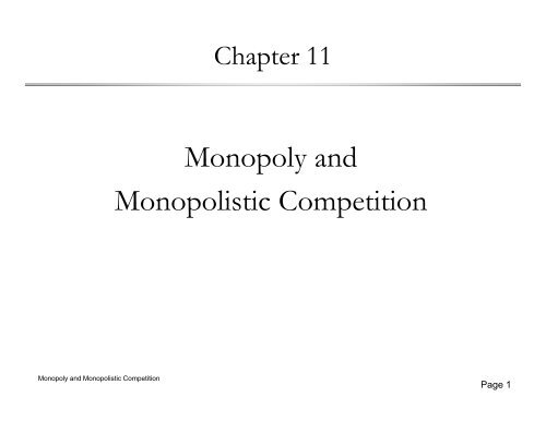 Monopoly and Monopolistic Competition