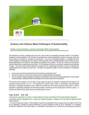 Science and Citizens Meet Challenges of Sustainability