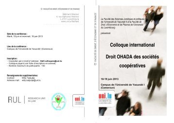 Colloque international Droit OHADA des sociétés coopératives