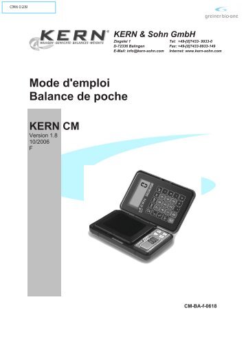 Mode d'emploi Balance de poche KERN CM