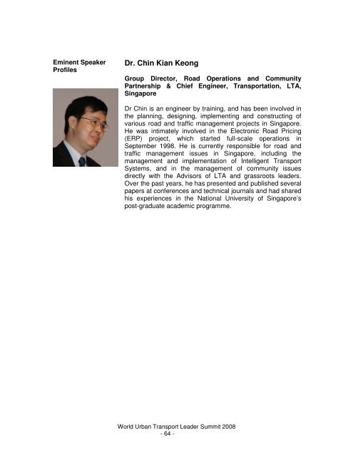 Dr. Chin Kian Keong - LTA Academy - Land Transport Authority