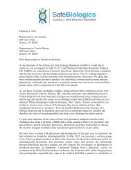 ASBM Letter - Alliance for Safe Biologic Medicines