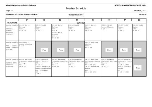 Master Schedule - North Miami Beach Senior High School - Miami ...