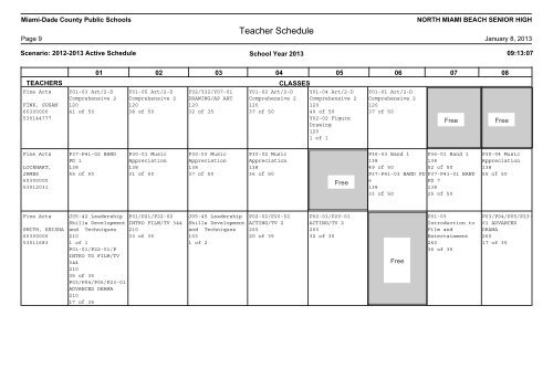 Master Schedule - North Miami Beach Senior High School - Miami ...