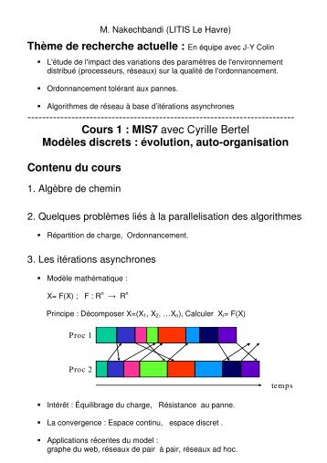 Thème de recherche actuelle : En équipe avec J-Y Colin ...