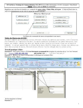 Travail pratique à faire