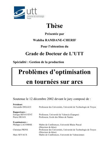 Thèse Problèmes d'optimisation en tournées sur arcs - Index of