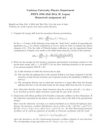 Assignment 3 [pdf] - Department of Physics - Carleton University