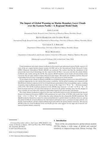 The Impact of Global Warming on Marine Boundary Layer Clouds ...