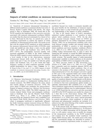 Impacts of initial conditions on monsoon intraseasonal forecasting