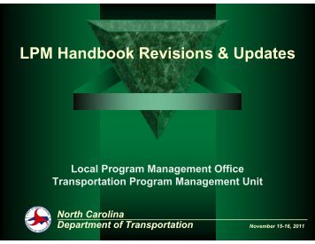 LPM Handbook Revisions - Connect NCDOT - North Carolina ...