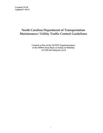 NCDOT Maintenance / Utility Traffic Control Guidelines - Connect ...