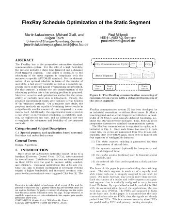 FlexRay Schedule Optimization of the Static Segment - Informatik 12