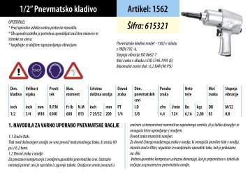 1/2? Pnevmatsko kladivo Artikel: 1562 ?ifra: 615321 - Unior