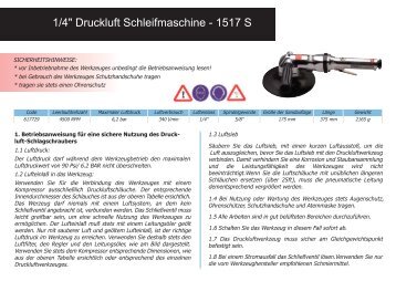 1/4" Druckluft Schleifmaschine - 1517 S 1/4" - Unior