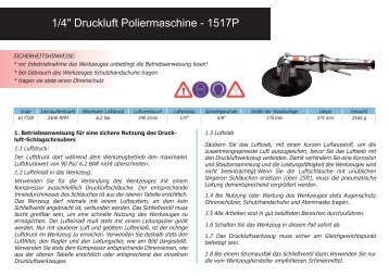 1/4" Druckluft Poliermaschine - 1517P - Unior