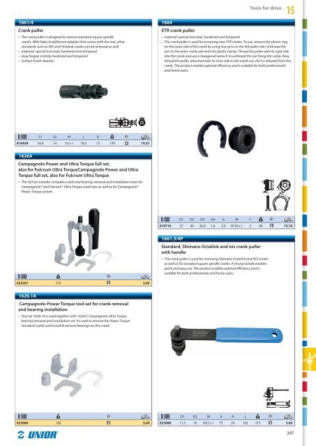 Tools for bicycle service 15 - Unior