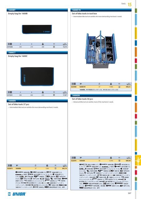 Tools for bicycle service 15 - Unior