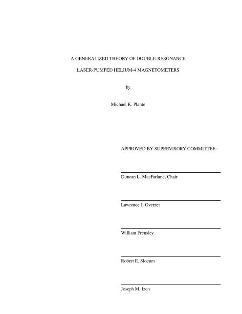 A Generalized Theory of Double-Resonance Laser-Pumped Helium ...