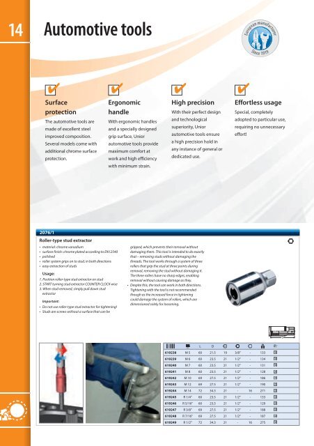 Hand tools catalogue - Unior