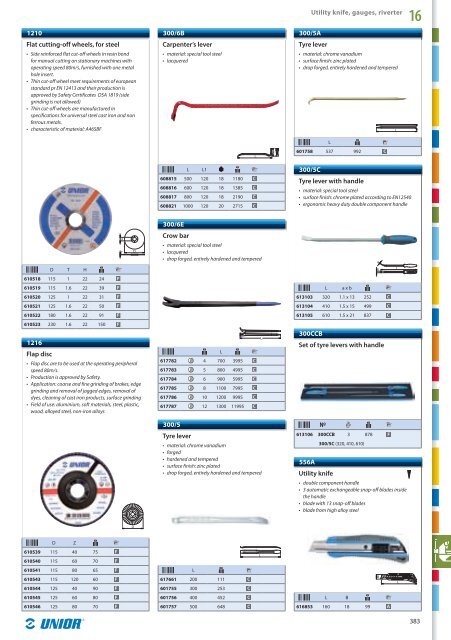 Hand tools catalogue - Unior