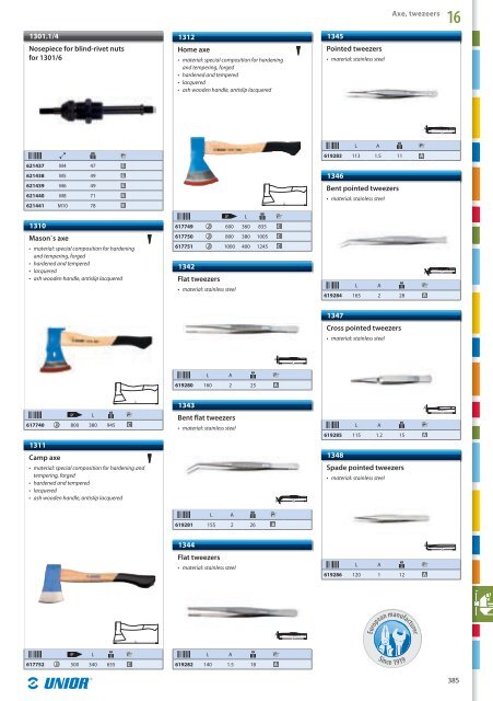 Hand tools catalogue - Unior