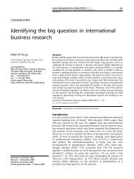 Identifying the big question in international business research