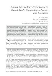 Behind Intermediary Performance in Export Trade - The University of ...