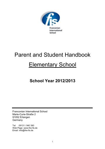 FIS Elementary School Handbook - the Franconian International ...