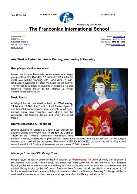 Newsletter June 14 - the Franconian International School