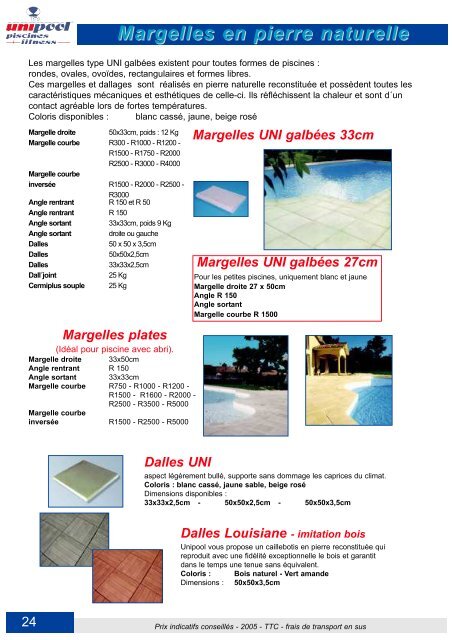 Margelles en pierre naturelle - Catalogue piscine en kit Unipool ...