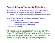 General Notes on Therapeutic Modalities