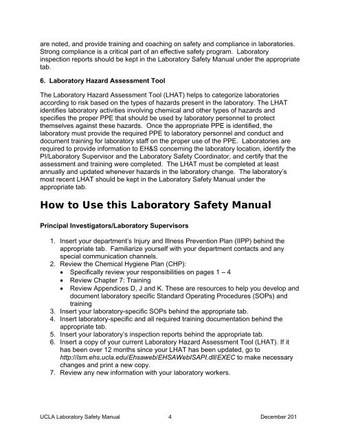 Lab Safety Manual - UCLA - Environment, Health & Safety