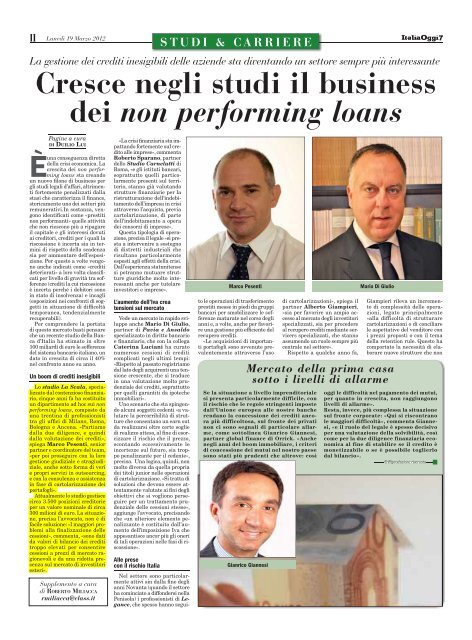 Cresce negli studi il business dei non performing loans - Iusletter