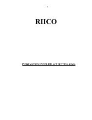 Information Under RTI Act Section 4(1)(b) - RIICO