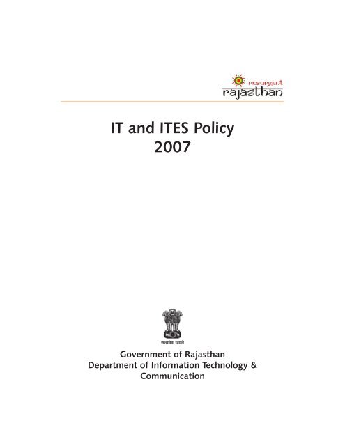 IT and ITES Policy 2007 - Invest Rajasthan