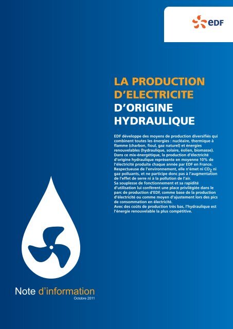 La production d'électricité d'origine hydraulique - Energie EDF