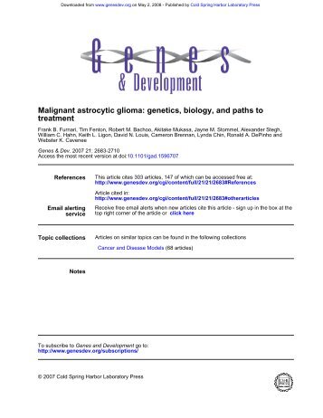 treatment Malignant astrocytic glioma: genetics, biology, and paths to
