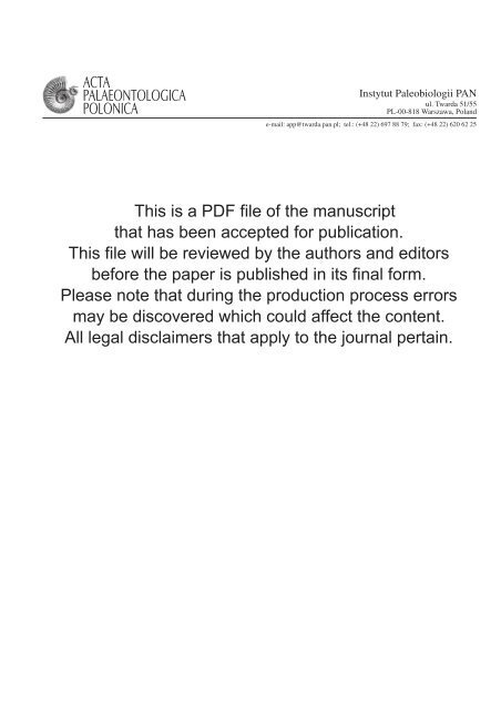 Accepted manuscript - Acta Palaeontologica Polonica