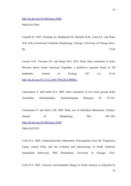 Mass estimation in fossil sloths (Xenarthra, Folivora) from the Early ...