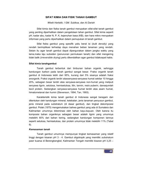 Sifat Kimia Dan Fisik Tanah Gambut Balai Penelitian Tanah