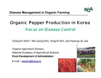 Organic Pepper Production in Korea g pp g pp