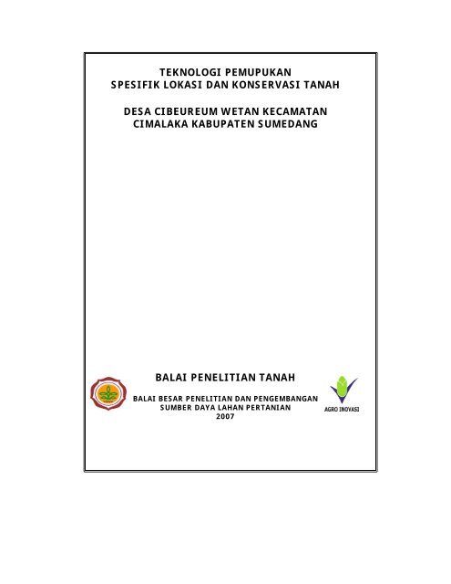 teknologi pemupukan spesifik lokasi dan konservasi tanah desa ...